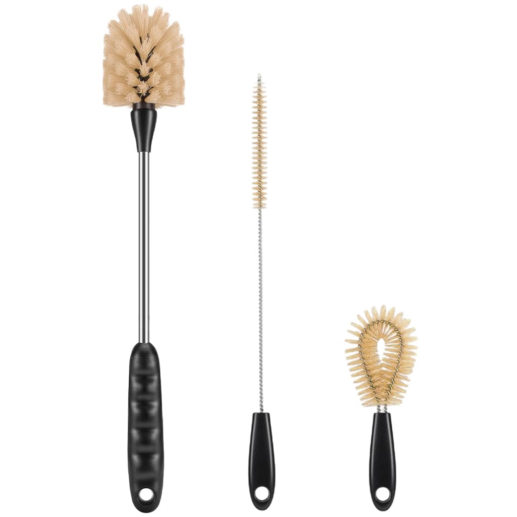 HASTHIP 3 Pcs Bottle Cleaning Brush with Straw Cleaner, Long/Short Handle Bottle Cleaning Brush for Deep Cleaning Water Bottles, Baby Bottles, Coffee Cups (Black) HASTHIP 3 Pcs Bottle Cleaning Brush with Straw Cleaner, Long/Short Handle Bottle Cleaning Brush for Deep Cleaning Water Bottles, Baby Bottles, Coffee Cups (Black)